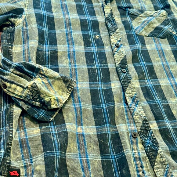 BDG Urban Outfitters Blue & Black Plaid Grunge Button Down Shirt – Distressed M - Picture 2 of 8